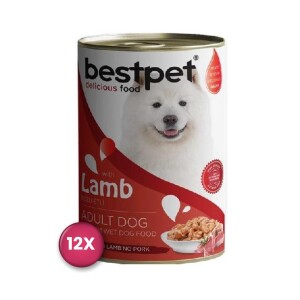 Bestpet Jöle İçinde Parça Kuzu Etli Konserve Yetişkin Köpek Maması 400 gr x 12 Adet - Bestpet