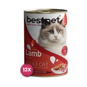 Bestpet Kuzu Etli Konserve Yetişkin Kedi Maması 400 gr x 12 Adet - Bestpet