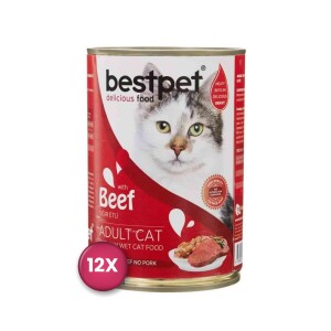 Bestpet Sığır Etli Yetişkin Kedi Konservesi 400 gr x 12 Adet - Bestpet