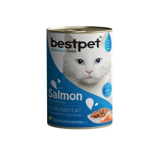 Bestpet Somonlu Kısırlaştırılmış Konserve Yetişkin Kedi Maması 400 gr - 1