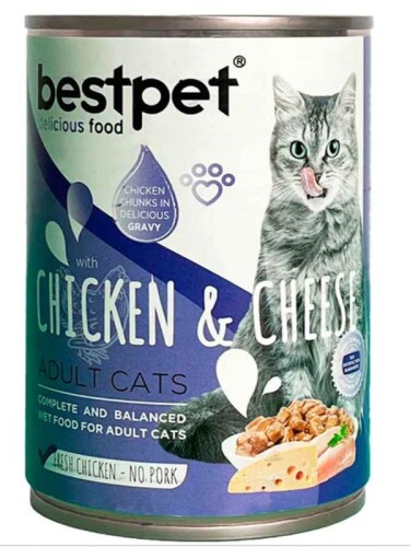 Bestpet Tavuk ve Peynir Parçacıklı Soslu Kedi Yaş Maması 400 Gr - 1
