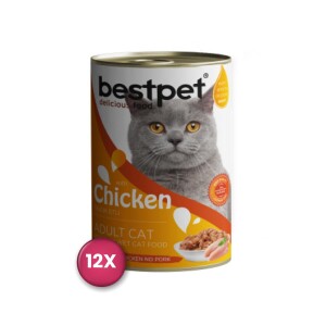 Bestpet Tavuklu Yetişkin Kedi Konservesi 400 gr x 12 Adet - Bestpet