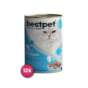 Bestpet Ton Balıklı ve Hamsili Gravy Yetişkin Kedi Konservesi 400 gr x 12 Adet - Bestpet