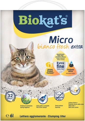 Biokat's Micro Bianco Fresh Extra Topaklaşan Kedi Kumu 6 lt - 1