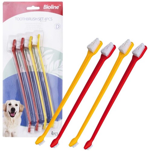 Bioline Köpek Diş Fırçası 4'lü Paket - 1
