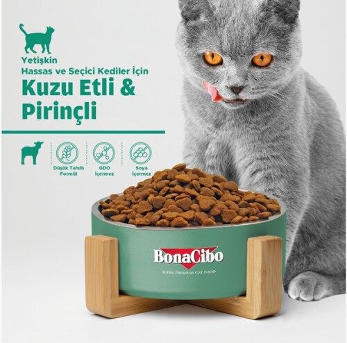 BonaCibo Kuzu Etli ve Pirinçli Yetişkin Kedi Maması 15 Kg - 2