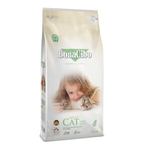 BonaCibo Kuzu Etli ve Pirinçli Yetişkin Kedi Maması 15 Kg - BonaCibo