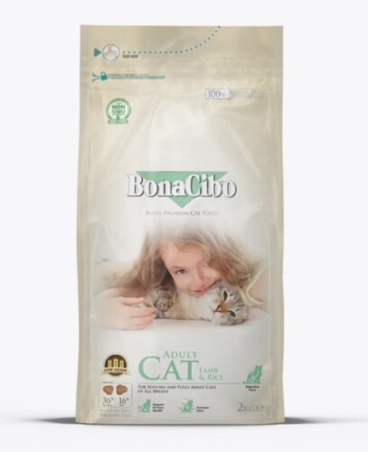 BonaCibo Kuzu Etli ve Pirinçli Yetişkin Kedi Maması 2 Kg - 1