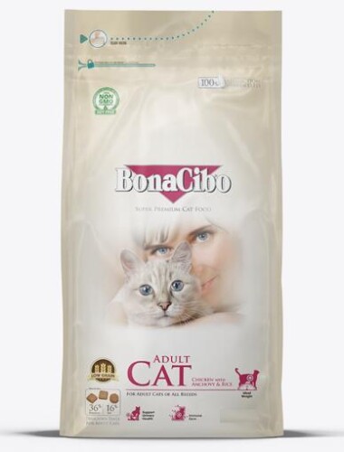 BonaCibo Tavuklu (Hamsi ve Pirinç Eşliğinde) Yetişkin Kedi Maması 15 kg - 1