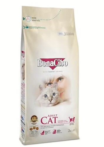BonaCibo Tavuklu (Hamsi ve Pirinç eşliğinde) Yetişkin Kedi Maması 2 Kg - 1