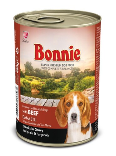 Bonnie Sos İçinde Parçacıklı Dana Etli Yetişkin Köpek Konserve Maması 400 gr - 1