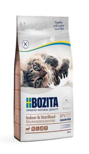 Bozita Indoor Sterilised Tahılsız Geyik Etli Kısırlaştırılmış Yetişkin Kedi Maması 10 kg - 1