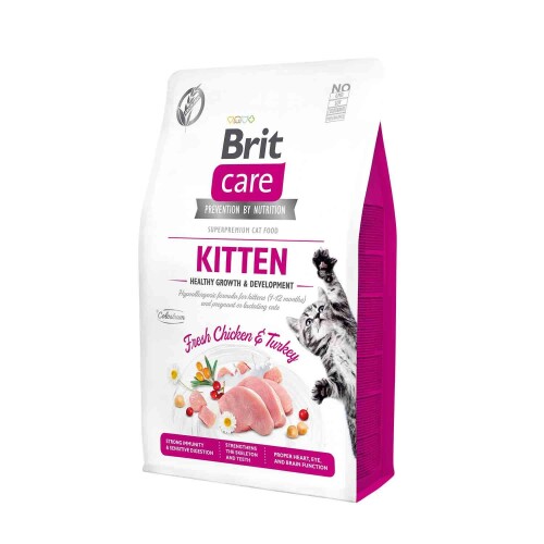 Brit Care Hipoallerjenik Sağlıklı Büyüme İçin Tavuklu ve Hindili Tahılsız Yavru Kedi Maması 7 kg - 1