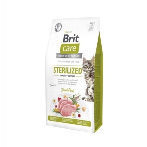 Brit Care Immunity Prebiotik İçerikli Domuzlu Kısırlaştırılmış Kedi Maması 7 kg - 1