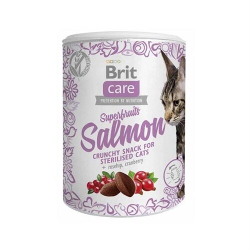 Brit Care Superfruits Glutensiz Somonlu ve Kızılcıklı Kıtır Kısırlaştırılmış Kedi Ödül Maması 100 gr - 1