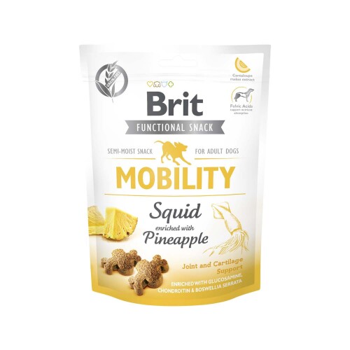 Brit Mobility Glutensiz Ananas ve Kalamarlı Kemik Gelişimi İçin Köpek Ödülü 150 gr - 1