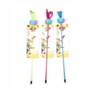 Catlife Peluş Toplu Zilli Kedi Oltası Oyuncağı Karışık Renk 40 Cm - Catlife