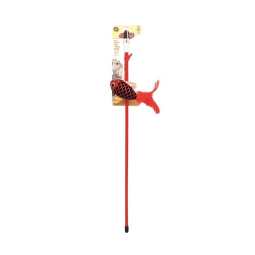 Catlife Tüylü Balık Kedi Oltası Oyuncağı Kırmızı - 1