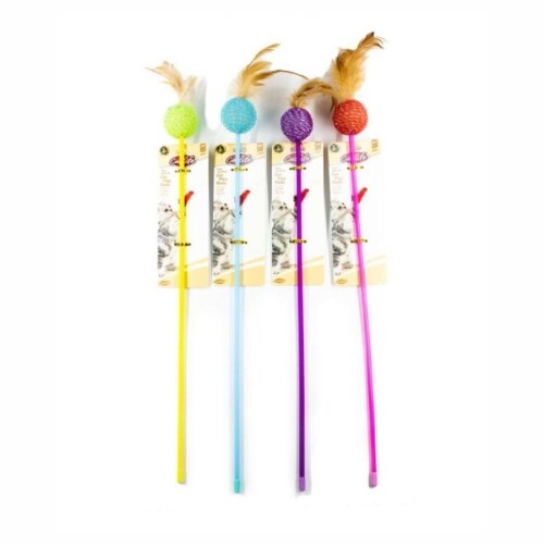 Catlife Tüylü Toplu Kedi Oltası Oyuncağı Karışık Renk 70 Cm - 1