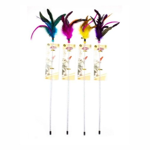 Catlife Zilli Tüylü Kedi Oltası Oyuncağı Karışık Renk 55 Cm - 1