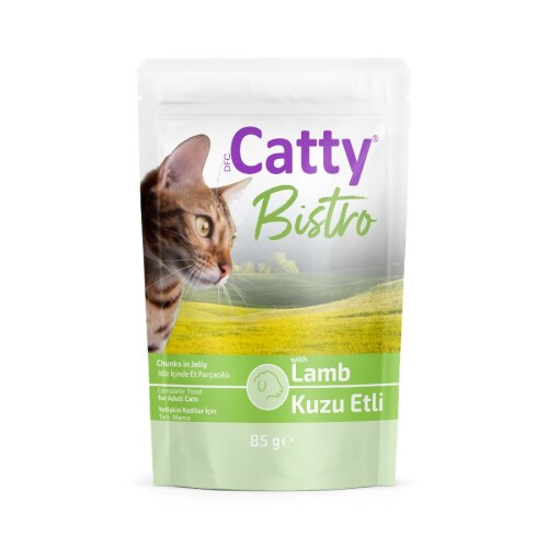 Catty Bistro Jöle İçinde Et Parçacıklı Kuzu Etli Yetişkin Kedi Konservesi 85 Gr - 1