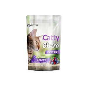 Catty Bistro Sağlıklı Kemikler Somonlu Yaban Mersinli ve Kızılcıklı Kedi Ödül Maması 60 Gr - Catty