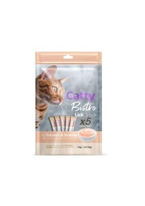 Catty Bistro Somonlu ve Deniz Taraklı Yetişkin Kedi Krema Ödülü 5 x 14 Gr - Catty