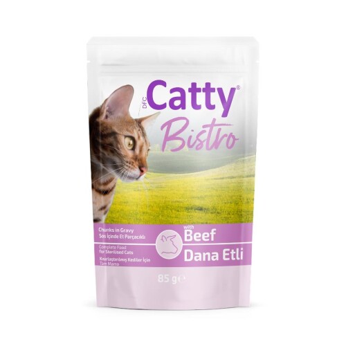 Catty Bistro Sos İçinde Dana Etli Kısırlşatırılmış Yetişkin Kedi Konservesi 85 Gr - 1