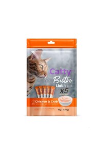 Catty Bistro Tavuklu ve Yengeçli Yetişkin Kedi Krema Ödülü 5 x 14 Gr - Catty