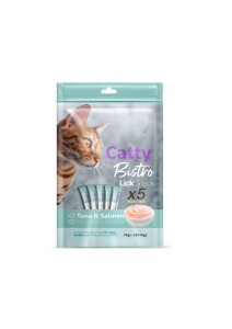 Catty Bistro Ton Balıklı ve Somonlu Yetişkin Kedi Krema Ödülü 5 x 14 Gr - Catty