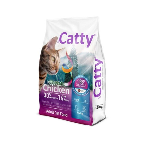 Catty Colourmix Tavuklu Renkli Taneli Yetişkin Kedi Maması 1.5 Kg - 1