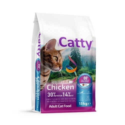 Catty Colourmix Tavuklu Renkli Taneli Yetişkin Kedi Maması 15 Kg - 1