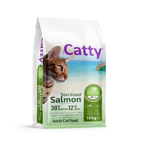 Catty Somonlu Kısırlaştırılmış Yetişkin Kedi Maması 15 Kg - 1