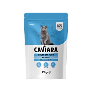 Caviara Pouch Sos İçinde Et Parçacıklı Dana Etli Yetişkin Kedi Konservesi 100 Gr - Caviara