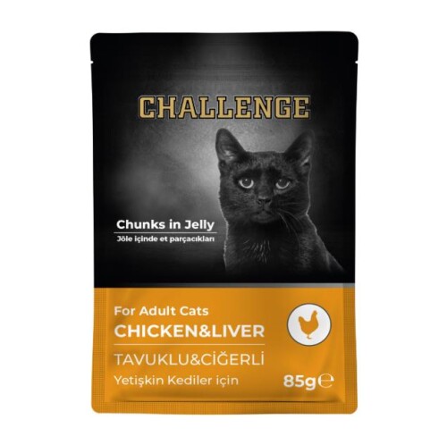 Challenge Pouch Tavuklu Ciğerli Yetişkin Kedi Konservesi 85 gr - 1