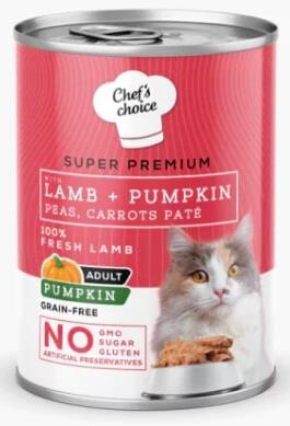 Chef's Choice Kuzu Etli ve Bal Kabaklı Tahılsız Ezme Yetişkin Kedi Konservesi 400 gr - 1