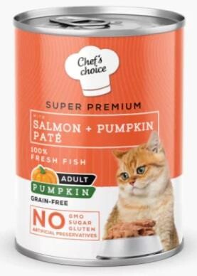 Chef's Choice Somonlu ve Bal Kabaklı Tahılsız Ezme Yetişkin Kedi Konservesi 400 gr - 1
