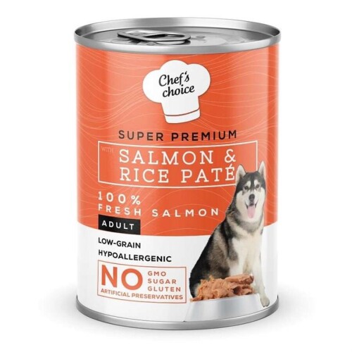 Chef's Choice Tahılsız Somonlu Pirinçli Ezme Köpek Konservesi 400 gr - 1
