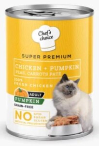 Chef's Choice Tavuklu ve Bal Kabaklı Tahılsız Ezme Yetişkin Kedi Konservesi 400 gr - Chef's Choice