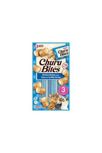 Ciao Churu Bites Tavuk Sargılı Deniz Taraklı ve Ton Balıklı Kedi Ödül Maması 3 X 10 gr - 1