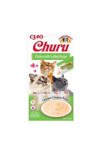 Ciao Churu Cream Tavuklu ve Deniz Taraklı Krema Sıvı Kedi Ödülü 4 X 14 gr - 1