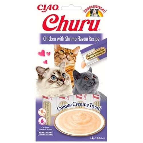 Ciao Churu Cream Tavuklu ve Karidesli Kedi Ödül Kreması 4 X 14 Gr - 1