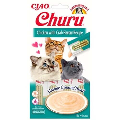 Ciao Churu Cream Tavuklu ve Yengeçli Kedi Ödül Kreması 4 X 14 Gr - 1
