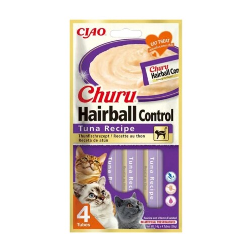 Ciao Churu Hairball -Tüy Yumağı Kontrollü- Ton Balıklı Kedi Ödül Maması 4 X 14 Gr - 1