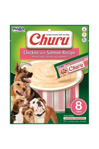 Ciao Churu Somonlu ve Tavuklu Tamamlayıcı Köpek Ödül Maması 8 X 20 gr - 1