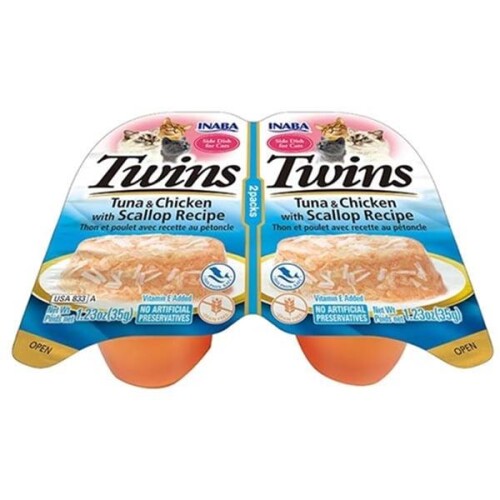 Ciao Twins Churu Ton Balıklı Deniz Taraklı ve Tavuklu Kedi Ödül Jölesi 2 X 35 gr - 1