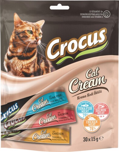 Crocus Çoklu Tavuklu & Ton Balıklı & Somonlu Krema Kedi Ödülü 30 X 15 gr - 1