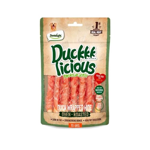 Dentalight Duck Jerky Ördek Etli Deri Sarılı Köpek Ödül Maması 70 Gr - 1