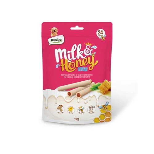 Dentalight Süt ve Ballı Köpek Ödül Çubukları 240 Gr - 1