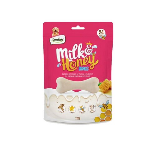 Dentalight Süt ve Ballı Köpek Ödül Kemikleri 220 Gr - 1